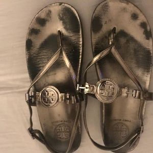 Dark silver Tory Burch sandals